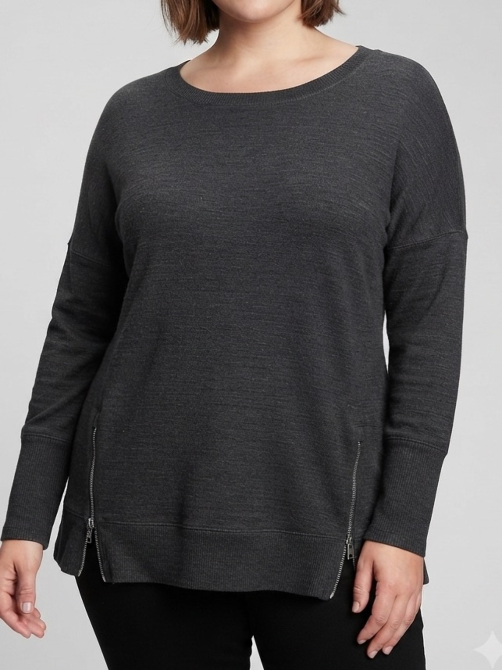 😍CLEARANCE - 90 Degree Gray Zipper Accent Long Sleeve Sweatshirt size Large
